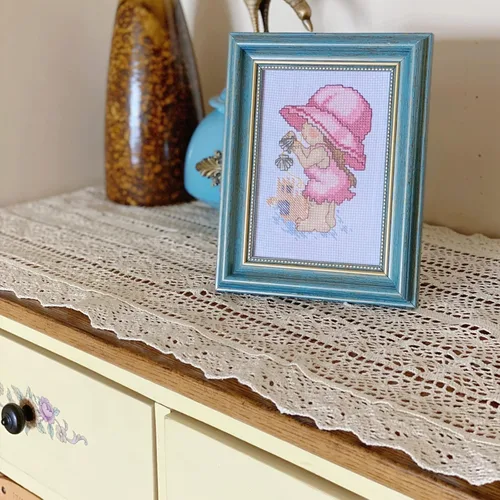 Vista 8 de Hsvanyr Mantel floral beige para decoración de mesa de 17 x 39 pulgadas, para mesa de noche, inauguración de la casa para fiestas, regalos, 100%