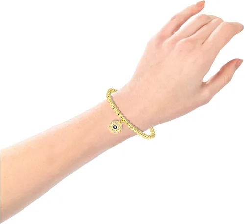 Vista 6 de by you Pulseras elásticas elásticas elásticas de acero inoxidable para mujeres y adolescentes con diseño de moda con diamantes de imitación de oro