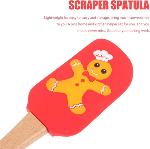 Vista 5 de NUOBESTY Mango de espátula de silicona de Navidad resistente al calor, herramienta para hornear para glasear, esparcir y decorar adorable hombre