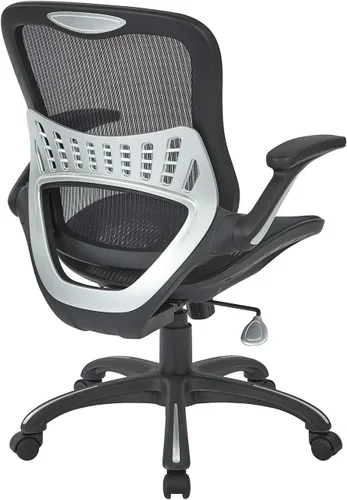 Vista 4 de Silla de invitados Space Seating con asiento acolchado de piel ecológica, respaldo transpirable en color negro, brazos fijos y soporte lumbar, Tela