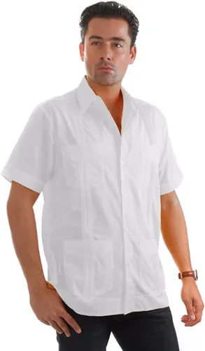 Vista 4 de Camisa Guayabera clásica mezcla de polialgodón manga corta NCM-1673