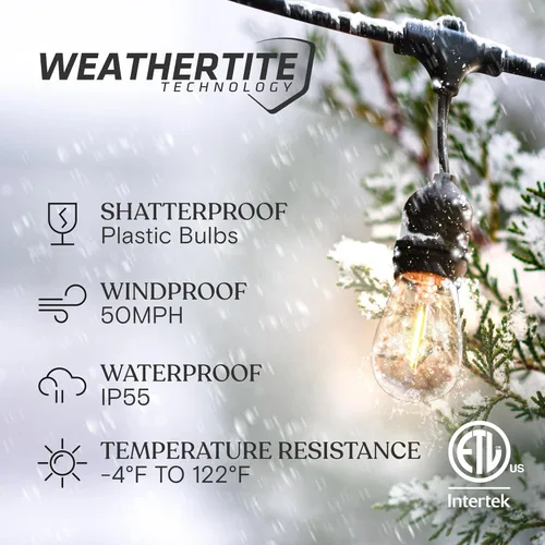 Vista 2 de Brightech Ambience Pro - Serie de luces LED para exteriores de 24 pies de grado comercial para patio, impermeables - 7 luces resistentes
