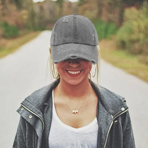 Vista 7 de Gorra de béisbol para mujer, diseño de cola de caballo, ajustable, ajustable, para cola de caballo