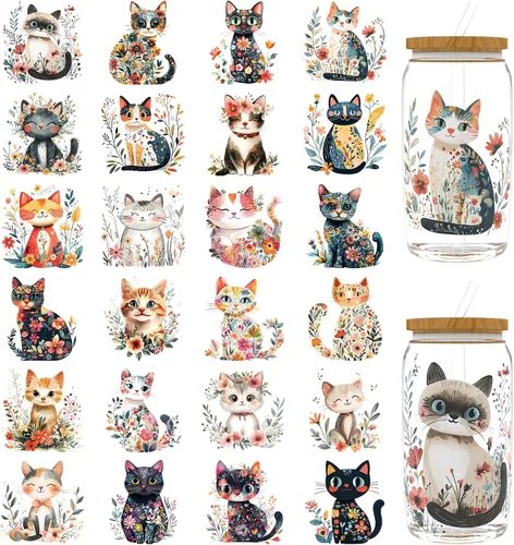 Vista 7 de 24 calcomanías retro de Navidad UV DTF para tazas de 16 onzas