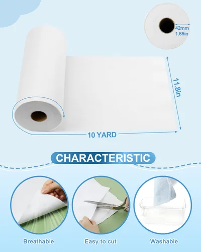 Vista 2 de PLANTIONAL Forro polar fusible planchado: 11.8 pulgadas x 10 yardas de peso medio loft unilateral para planchar en vellón fusible blanco