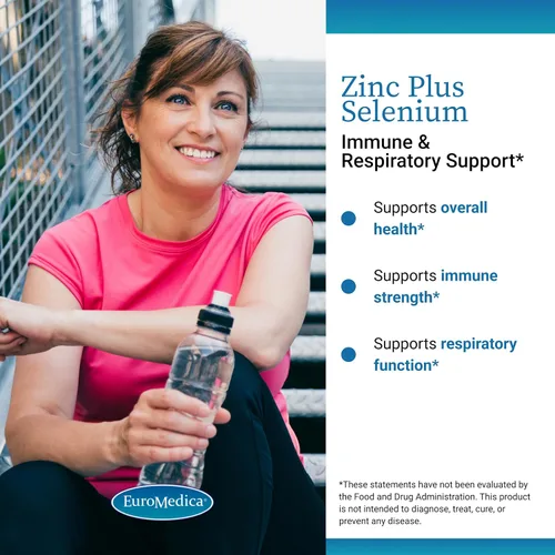Vista 3 de EuroMedica Zinc Plus Selenio - Suplemento de apoyo a la salud inmune y respiratoria - Suplemento mineral con quelato de bisglicinato de zinc