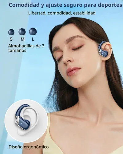 Vista 6 de Auriculares inalámbricos 2026, Bluetooth 5.4 deportivos, sonido de graves profundos de 50 horas con 4 micrófonos ENC con cancelación de ruido, Azul