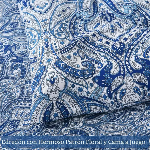 Vista 6 de lasoftan Juego de edredón floral Queen con sábanas, ropa de cama vintage de lujo de 7 piezas, ropa de cama de microfibra suave en una bolsa, juego