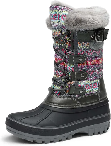 Vista 9 de DREAM PAIRS - Botas de nieve para el invierno, impermeables y con aislamiento para niños Negro