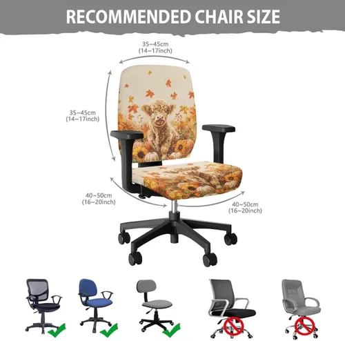 Vista 6 de Autumn Cow Office Chair Cover for Armrest Chairs