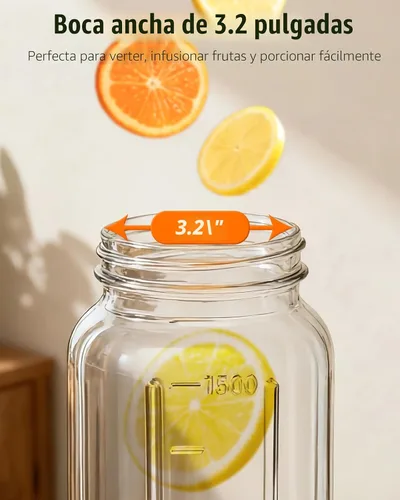 Vista 6 de Jarra Mason Jar de 64 onzas – Jarra de vidrio hermética y a prueba de fugas con tapa, perfecta para té helado, té solar, cerveza fría, leche