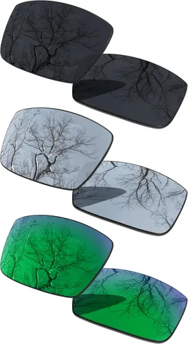 Vista 22 de 3 Pair Polarized Replacement Lenses for Oakley Gascan OO9014 Pack Cromo negro y plateado y oro de 24 quilates