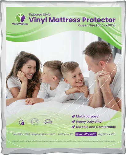 Vista 12 de Mars Wellness Protector y funda de colchón de vinilo impermeable, funda de colchón blanca con cremallera, funda de colchón para chinches, 1 paquete