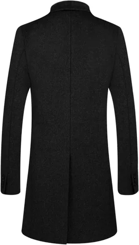 Vista 2 de APTRO Gabardina de lujo de longitud completa para hombre, abrigo largo de lana, rompevientos de invierno