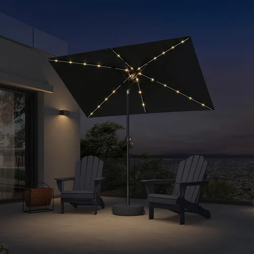Vista 55 de PURPLE LEAF Sombrilla LED para patio y piscina, 5 x 8 pies, con base para Beige