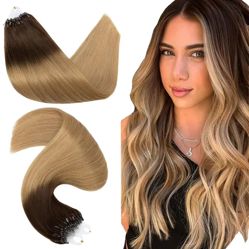 Vista 17 de Hairro Micro Loop - Extensiones de cabello humano microenlaces de microperlas de cabello Remy para mujer, reflejos degradados, fusión fría, micro