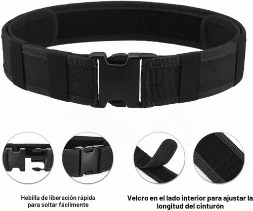 Vista 5 de AGPTEK Cinturón táctico de combate de nylon para seguridad policial (negro)