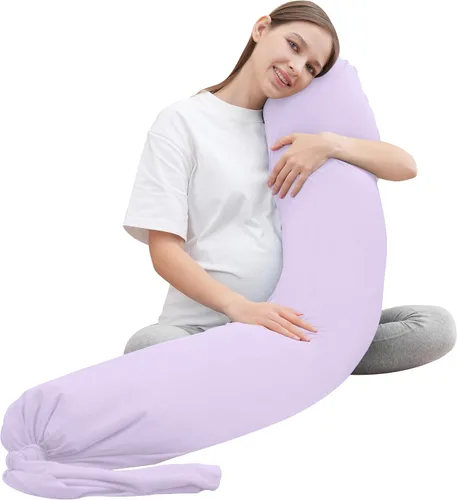 Vista 15 de MOON PARK - Almohada de embarazo con funda de enfriamiento increíblemente suave y lisa en forma de I, almohada de maternidad de cuerpo completo