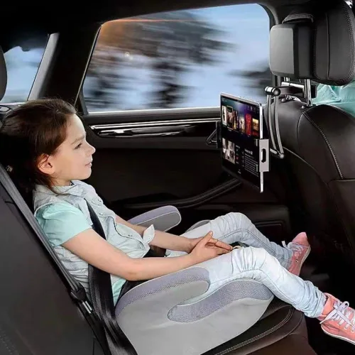 Vista 2 de Soporte universal para teléfono de automóvil de aleación de aluminio, soporte ajustable para tablet estilo asiento trasero, compatible con iPad