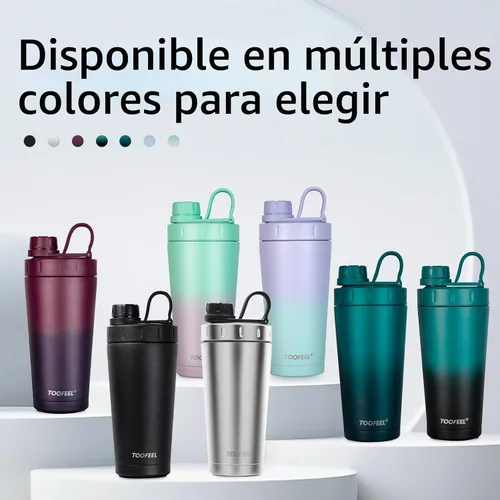 Vista 7 de TOOFEEL Botella agitadora de acero inoxidable - Botella agitadora aislada de doble pared de 20 onzas, mantiene frío/calor, para mezclas de proteínas