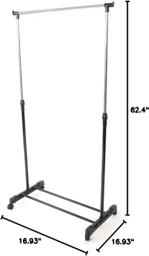 Vista 10 de Perchero de ropa con ruedas y estantes inferiores, negro y plateado (B)