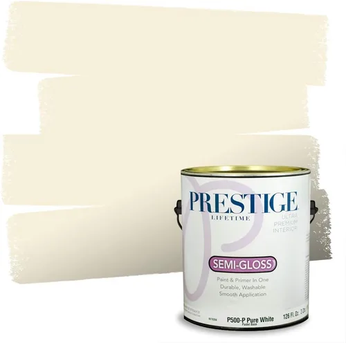 Vista 125 de PRESTIGE Pinturas de pintura exterior e imprimación en uno, 1 galón, plano, combinación comparable de Benjamin Moore* Manzanilla*