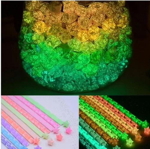 Vista 3 de 30 piezas de papel luminoso de estrella de la suerte, papel plegable para manualidades, papel de origami, regalo para amigos (color al azar)