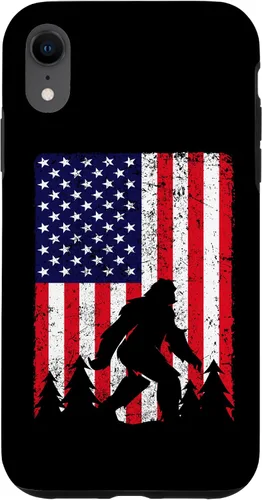 Vista 8 de Funda patriótica para iPhone 15 Bigfoot 4 de julio con la bandera de Estados Unidos