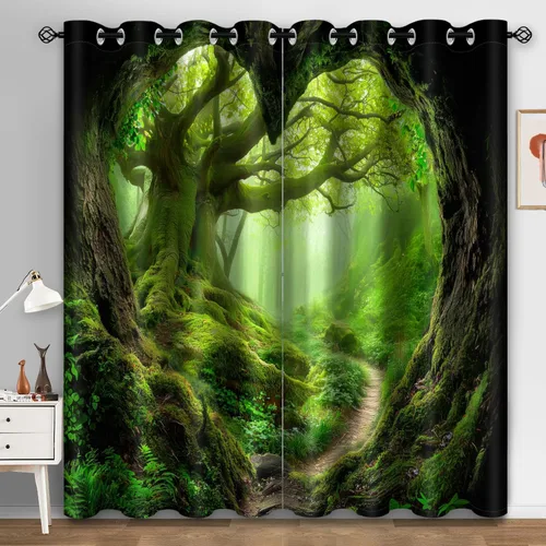 Vista 11 de Aimego Cortinas opacas abstractas con ojales para ventana, para el hogar, dormitorio, sala de estar, 2 paneles (42 x 54 pulgadas)