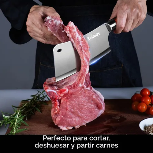 Vista 2 de Cuchillo de carnicero de 7 pulgadas, cuchilla para carne, cortador de huesos resistente, cuchillo de chef de cocina multiusos para cortar huesos