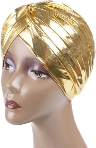 Vista 3 de Surkat Unisex metálico árabe indio turbante plisado Swami sombrero disfraz sombrero sombrero quimioterapia