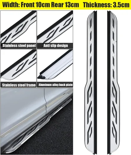 Vista 2 de 2 barras de estribo laterales de aluminio plateado con doble cabina (con soportes) para Volvo XC40 2018-2023