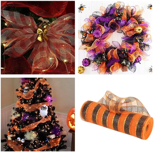 Vista 3 de Cinta de malla, rollos de cinta de malla decorativa, malla de tela para suministros de corona de malla para manualidades, coronas de proyectos