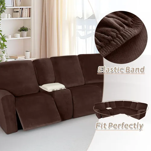 Vista 160 de Arfntevss Fundas de sofá seccional reclinable de terciopelo, Funda de sofá seccional de esquina para sofá reclinable, Funda elástica suave