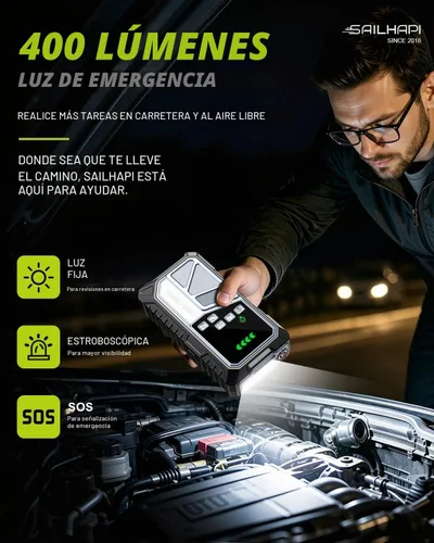Vista 7 de Arrancador con compresor de aire, caja de salto de batería
