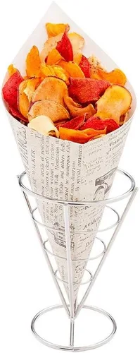 Vista 8 de Conetek - Conos de papel negros de 10 pulgadas para aperitivos, ecológicos: Perfectos para aperitivos, conos de papel aptos para alimentos Estampado