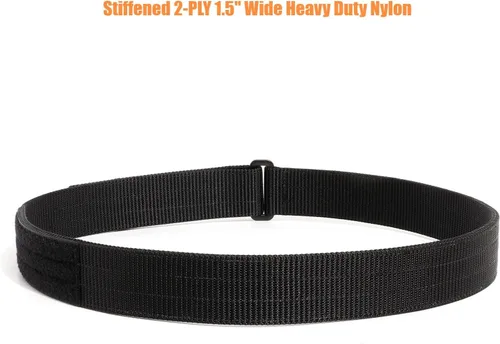 Vista 4 de TACNEX Cinturón táctico EDC con bucle de metal simple de 1.5 pulgadas, resistente, 2 capas, cinturón de nailon rígido para transporte de equipos