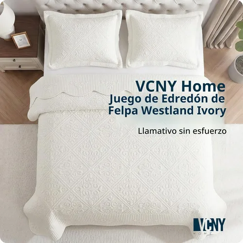 Vista 7 de VCNY Home Westland - Juego de colcha de 3 piezas en relieve, Queen