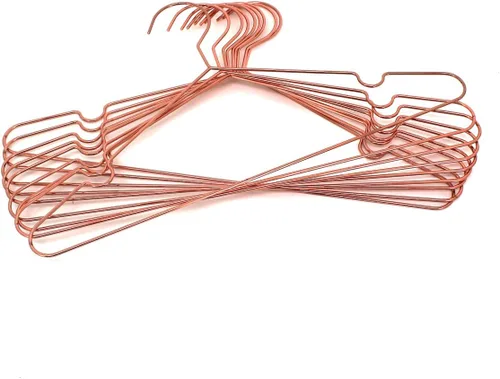 Vista 9 de 13.0 in Tamaño Niño Rosa Cobre Oro Brillante Metal Alambre Top Perchas de Ropa para Camisas Abrigo Almacenamiento y Exhibición