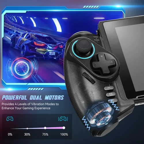 Vista 4 de Grathia Wireless Switch Controller for Nintendo SwitchOLED, RGB One-Piece Joypad Controller with Adjustable TURBO and Dual Motor Vibration Handheld