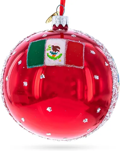 Vista 3 de Malecón Boardwalk, Puerto Vallarta, México bola de cristal adorno de Navidad 4 pulgadas