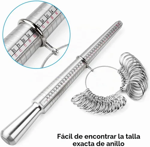 Vista 3 de accmor medidor de aros. incluye juego de aros de metal en 4 tamaños