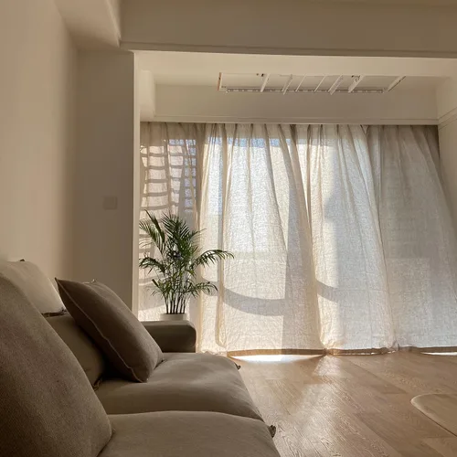 Vista 39 de Cortinas semitransparentes de 100 % lino para sala de estar, juego de cortinas largas plisadas de estilo bohemio neutro para decoración de casa
