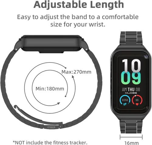 Vista 6 de Correa de repuesto de metal para Amazfit Band 7, compatible con Amazfit 7 Fitness Tracker