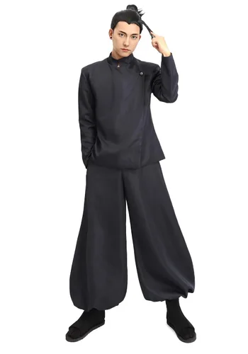 Vista 2 de DAZCOS Geto Suguru - Peluca de cosplay, accesorios de disfraz de anime JJK para Halloween (negro B)