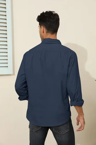 Vista 6 de Mafulus Camisa con botones para hombre, ajuste regular, manga larga, casual, para trabajo, con bolsillo