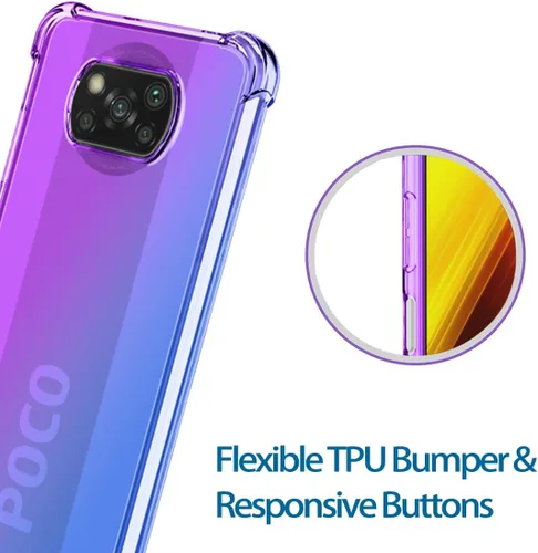 Vista 3 de Funda para Poco X3 NFC/Poco X3 Pro/Poco X3 Caso, Crystal Clear Case Gradient Slim Anti Scratch TPU A prueba de golpes Funda protectora para Xiaomi