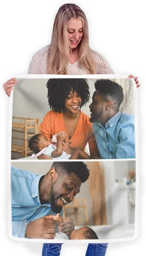 Vista 10 de FrameStory Manta personalizada con fotos y texto, totalmente personalizable con tus fotos y mensajes, manta de forro polar suave y suave, 30 x 40