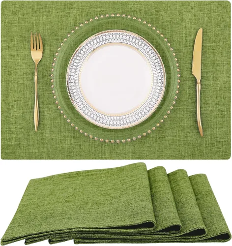 Vista 12 de homing - Juego de 4 manteles individuales de algodón y lino, manteles de tela lavables para mesa de comedor de estilo rústico para interiores y Negro