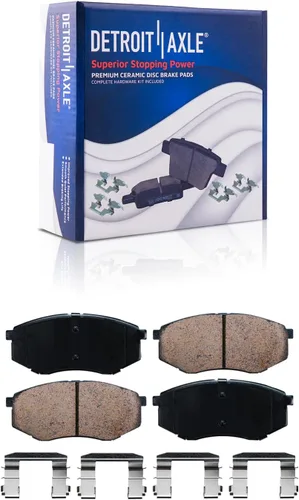 Vista 118 de Detroit Axle - Pastillas de freno para Ford F-150 99-03, 02 Lincoln Blackwood, Pastillas de freno de cerámica delanteras y traseras con repuesto